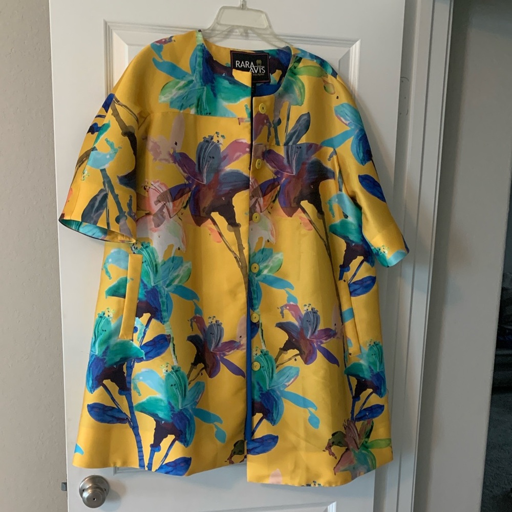 Rara Avis Women's Yellow Floral Swing Coat.